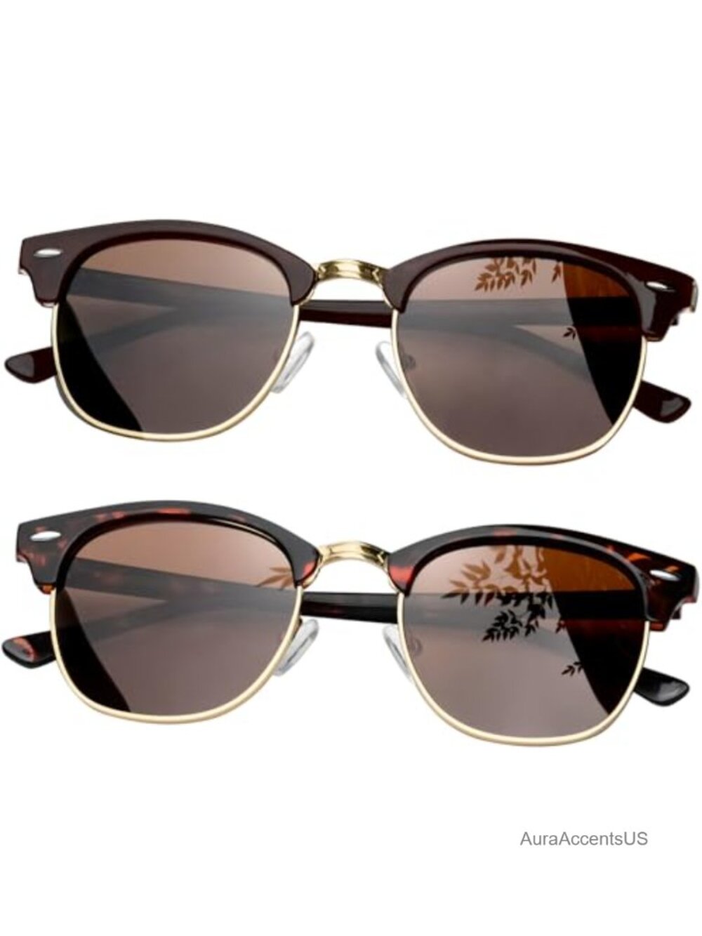 Polarized Semi Rimless Sunglasses UV400 Browline Half Frame 2 Pack